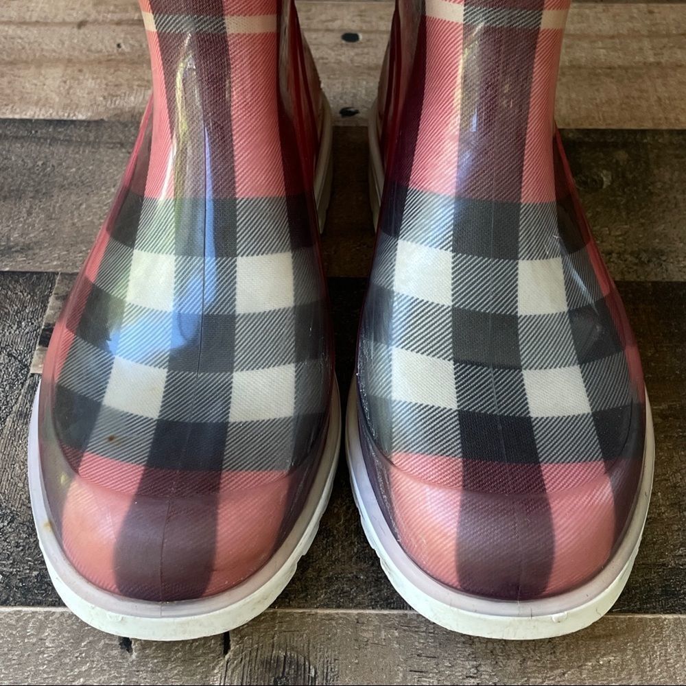 Burberry Nova Check Red Rain Boots Size 36/6 - Picture 7 of 13